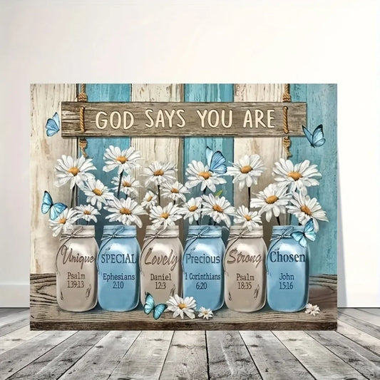 1 1.5 Inch Thick Interior Art Deco Wall Trim Home Decor Inspirational Bible Verse Poster Image Flowers and Butterflies - Cheerful Home Finds