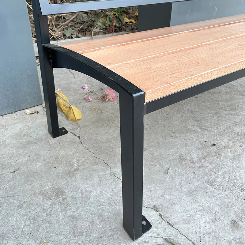 High Quality Commercial Metal Long Bench With Wooden Seat And Backrest For Outdoor Leisure Garden Park Seating