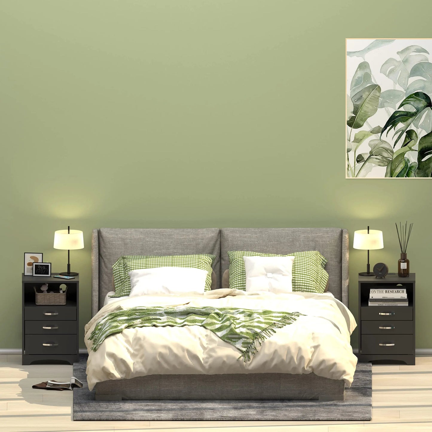 Vabches Nightstand Set of 2 with Charging Station and 3 Drawers - Cheerful Home Finds