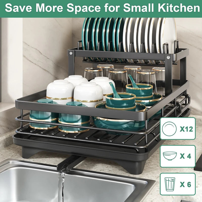 Dish Drying Rack for Kitchen Counter - Large Rustproof Drainer - Cheerful Home Finds