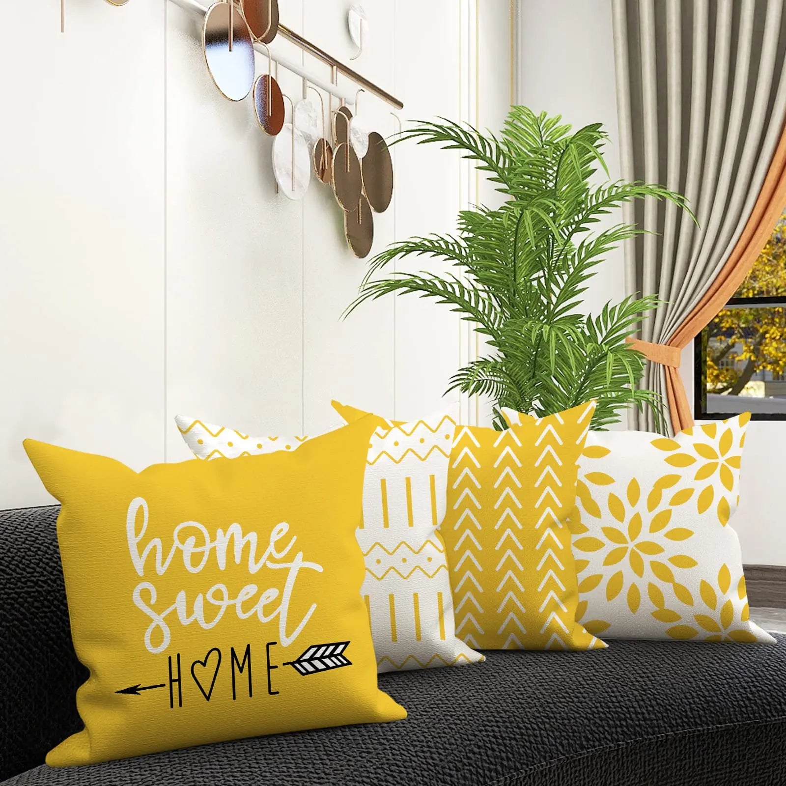 Pillow Covers 18x18 Set of 4, Modern Geometric Linen Case - Cheerful Home Finds