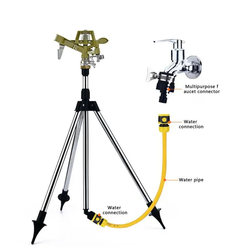 Garden Automatic Rotating Sprinkler Stainless Steel Tripod - Cheerful Home Finds