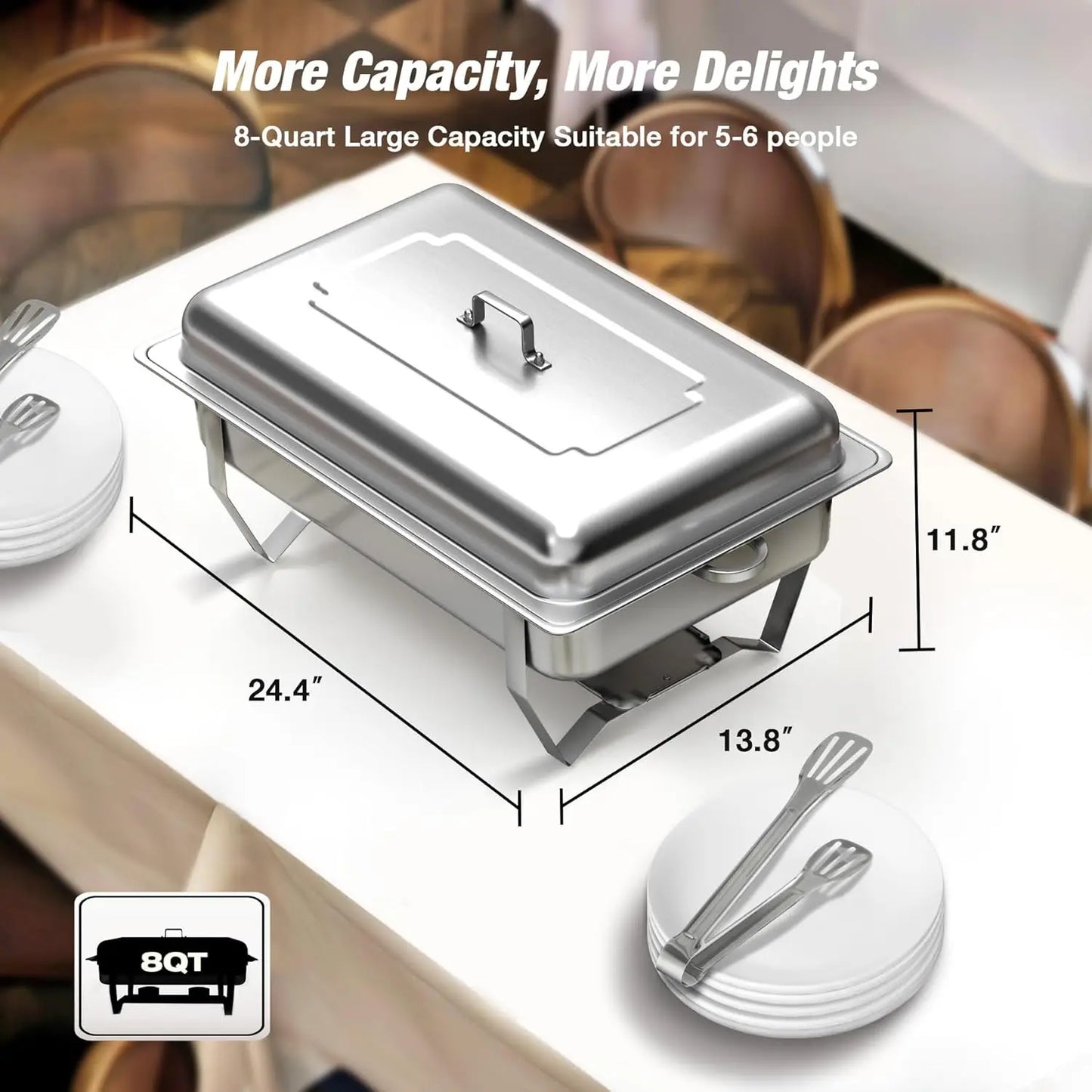 2/4/6 Pack 8QT Chafing Dish Buffet Set Stainless Steel Food Warmer Kit - Cheerful Home Finds