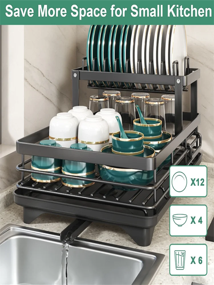 Dish Drying Rack for Kitchen Counter - Large Rustproof Drainer - Cheerful Home Finds