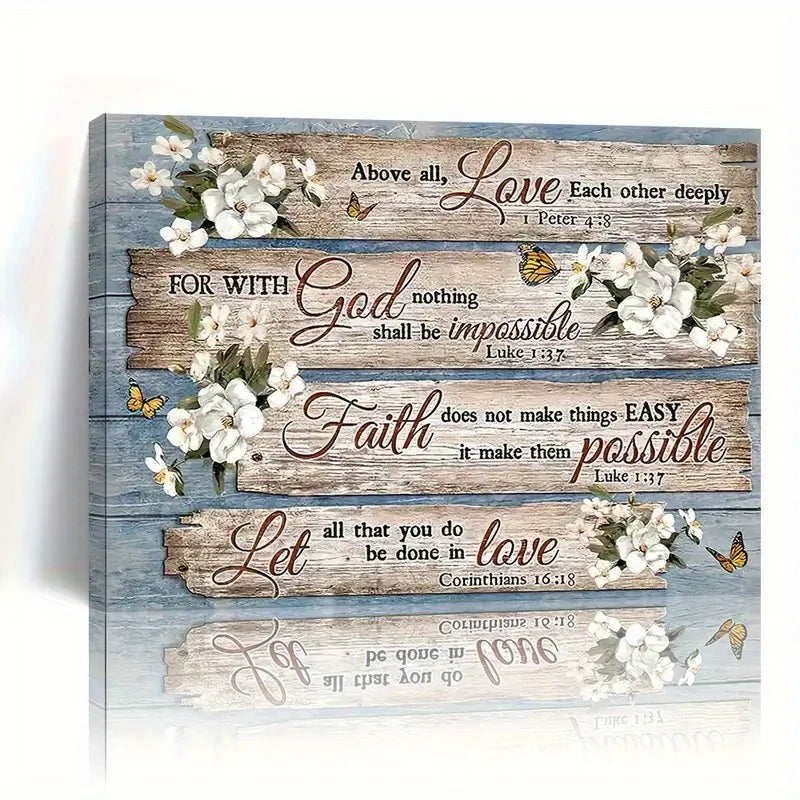 1PC Direct Hanging Christian Bible Verses Flower Print Poster Painting for Living Room Dining Room Bedroom Home Decoration - Cheerful Home Finds