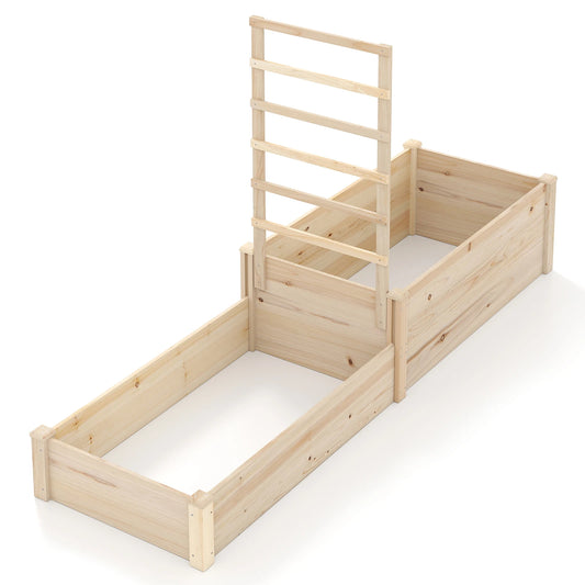 87" Raised Garden Bed w/ Trellis 2 Planter Boxes Patio - Cheerful Home Finds