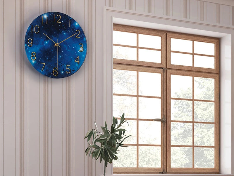 12 Inch Silent Non Ticking Wall Clock Beach Sunrise Glass Battery Operated Analog Clock for Bedroom Living Room Kitchen Office
