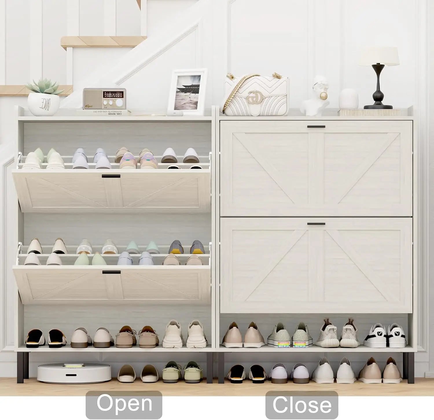 Shoe Cabinet Storage for Entryway with 2 Flip Drawers - Cheerful Home Finds