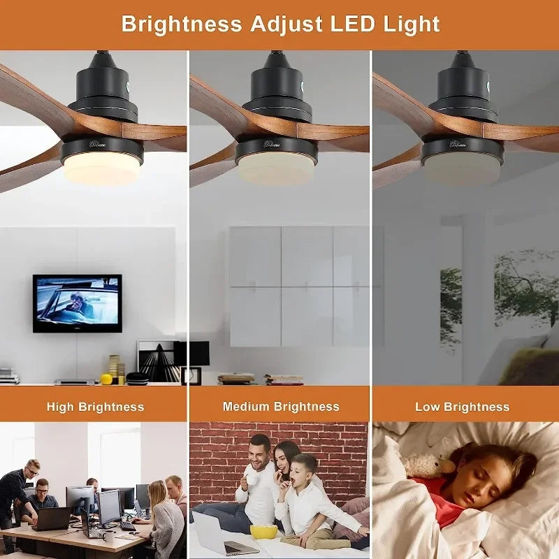 52 Inch Ceiling Fan with Lights Remote Control Noiseless - Cheerful Home Finds