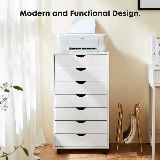 JHK 7 Drawer Chest Dressers Nightstand Storage Cabinet Wheels - Cheerful Home Finds