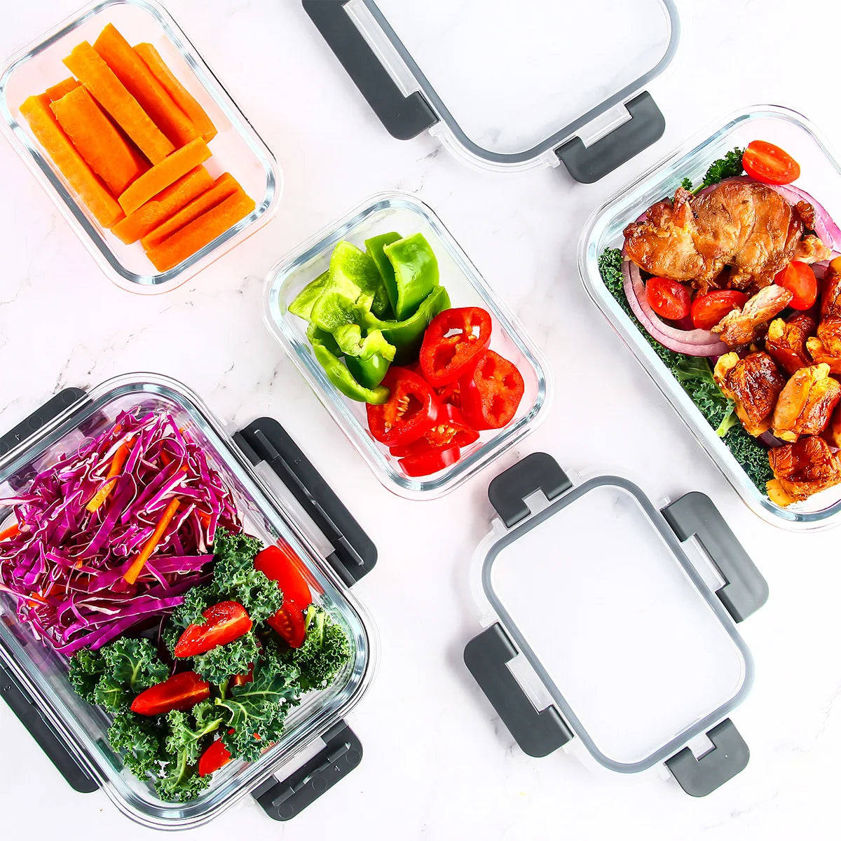 8-Piece Glass Food Storage Containers Set, BPA-Free, Leakproof - Cheerful Home Finds
