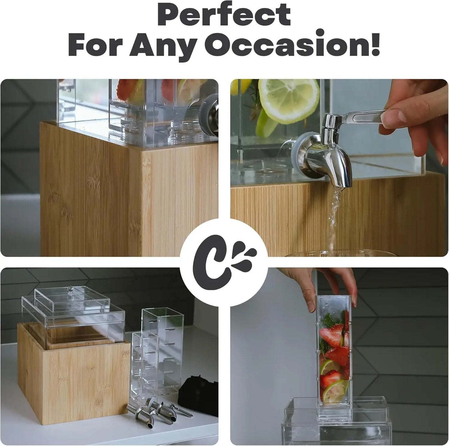 2 Pack Acrylic Beverage Dispenser with Fruit & Herb Infuser - Cheerful Home Finds