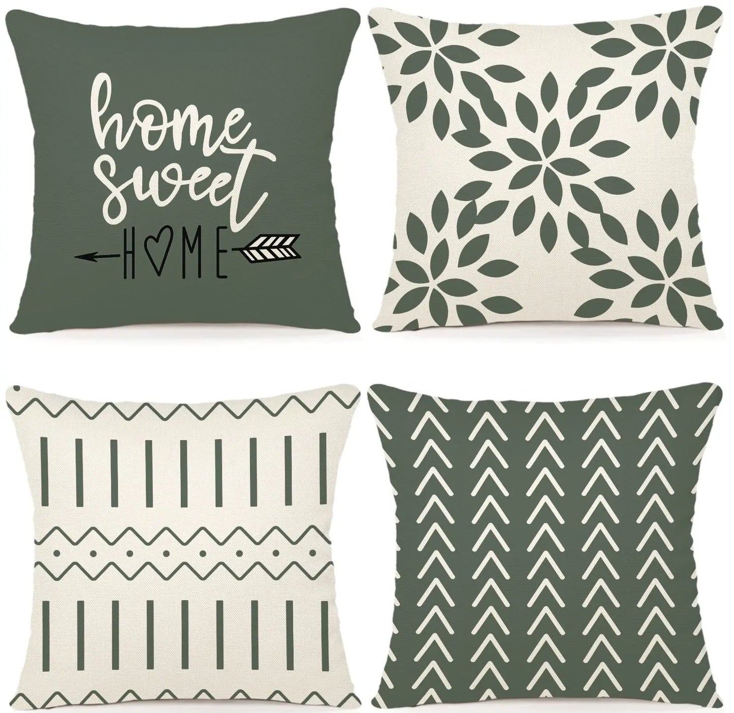 Pillow Covers 18x18 Set of 4, Modern Geometric Linen Case - Cheerful Home Finds