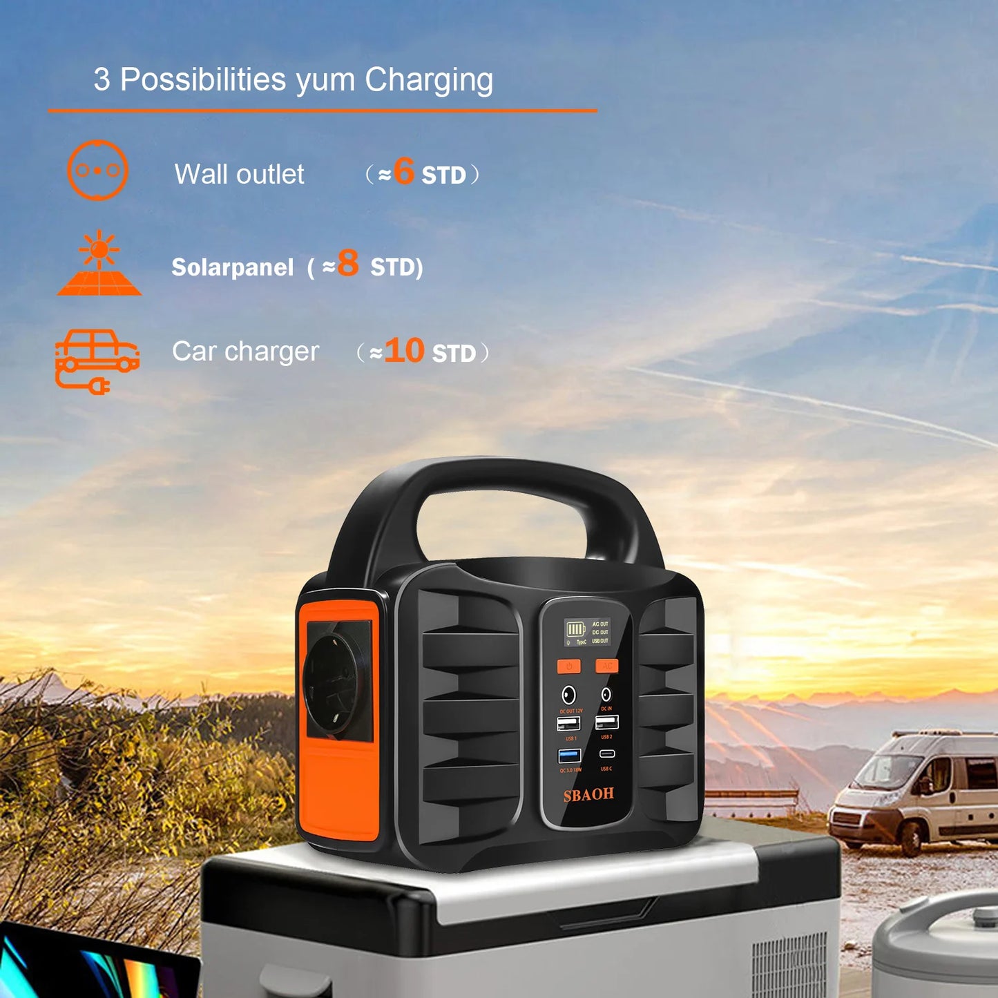 Portable Power Station 155Wh 42000mAh Outdoor Solar Generator with 110V 150W Peak 200W AC Outlet and USB-C PD 30W Port