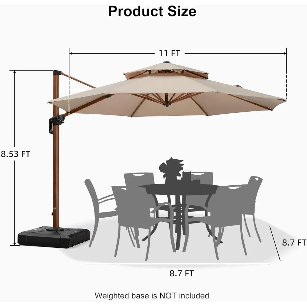 11ft Patio Outdoor Round Umbrella Large Cantilever Windproof - Cheerful Home Finds