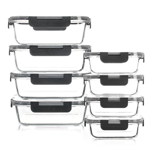8-Piece Glass Food Storage Containers Set, BPA-Free, Leakproof - Cheerful Home Finds