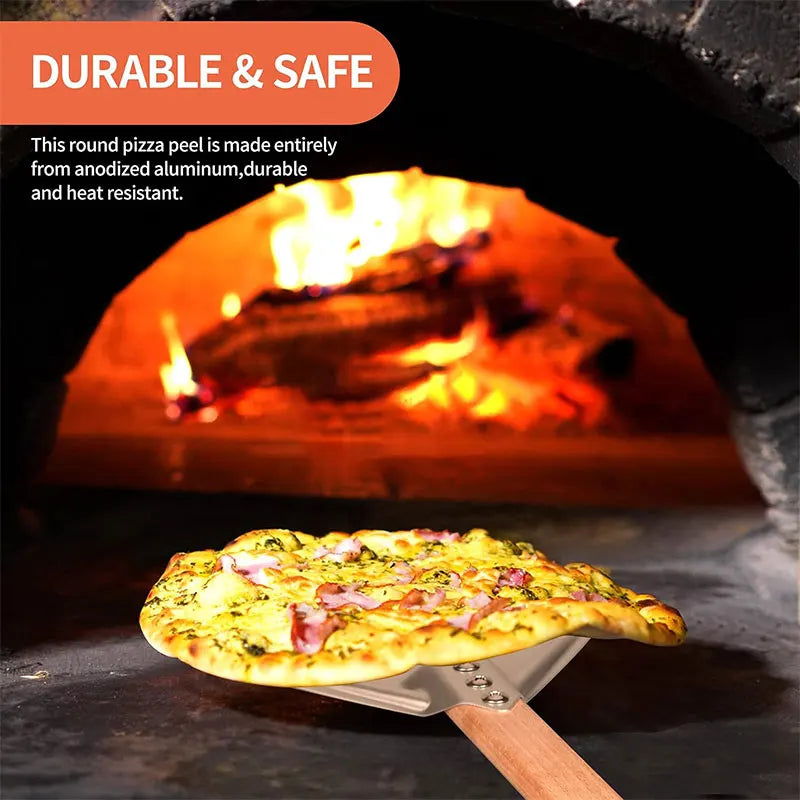 Round 7/9/12 Inch Pizza Turning Peel Turner Long Handle - Cheerful Home Finds