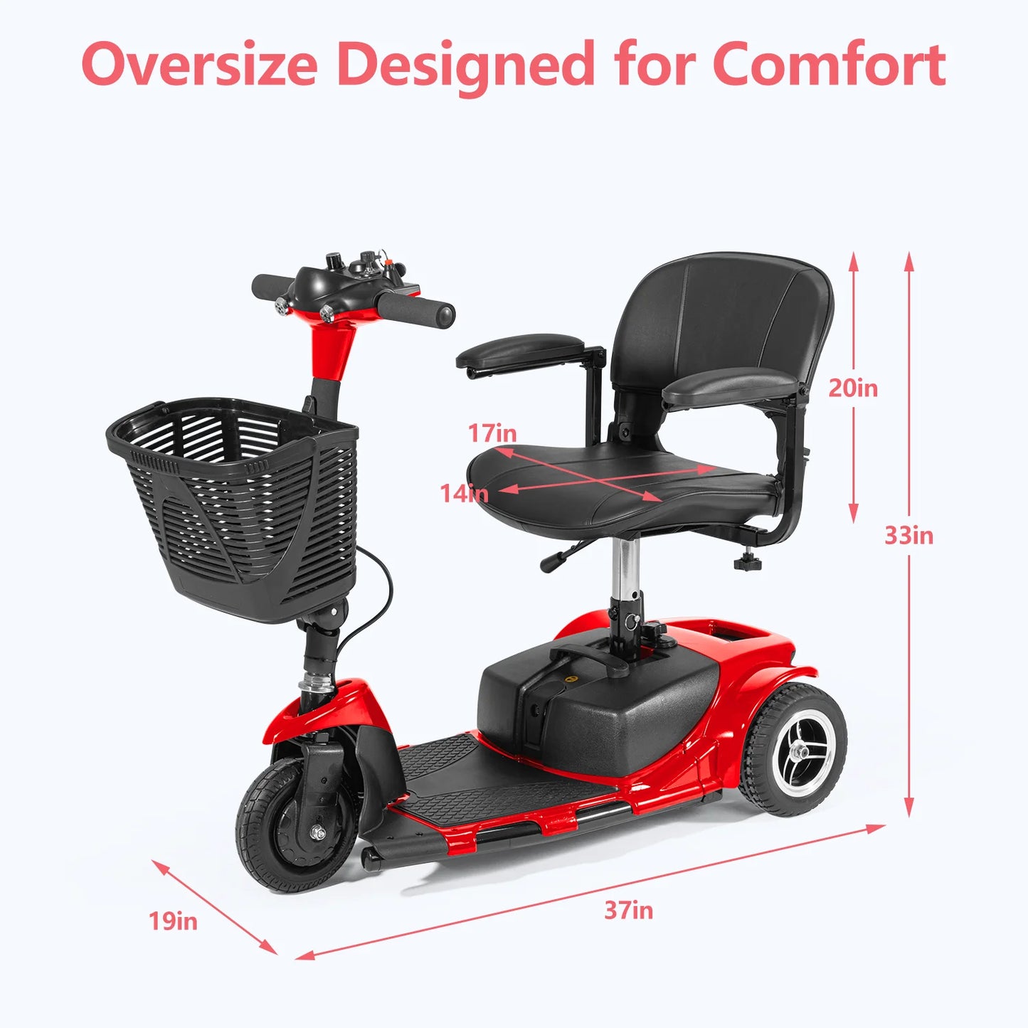 Electric Mobility Scooter Three Wheel Portable Foldable For Adult Elderly Disabled Outdoor Sport