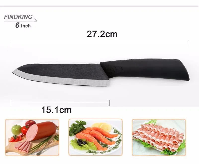 Findking Black Blade Kitchen Ceramic Knife Set 3 4 5 6 Inch Peeler Acrylic Holder - Cheerful Home Finds