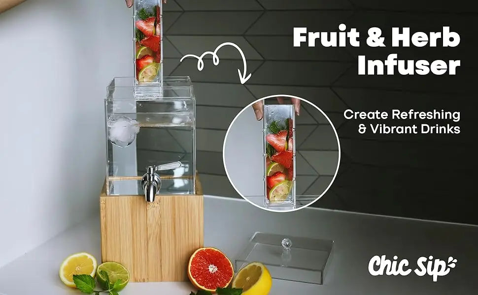 2 Pack Acrylic Beverage Dispenser with Fruit & Herb Infuser - Cheerful Home Finds