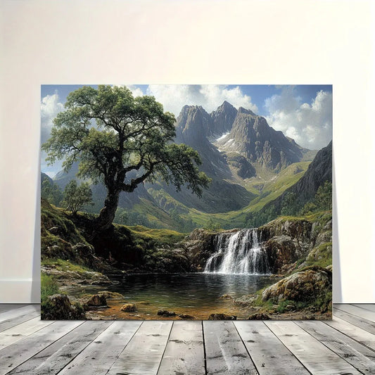 1.5 Inch Chunky Wood Pine Frame Interior Art Mural Wall Decoration Home Decorative Wall Art Magnificent Mountains and Waterfalls - Cheerful Home Finds