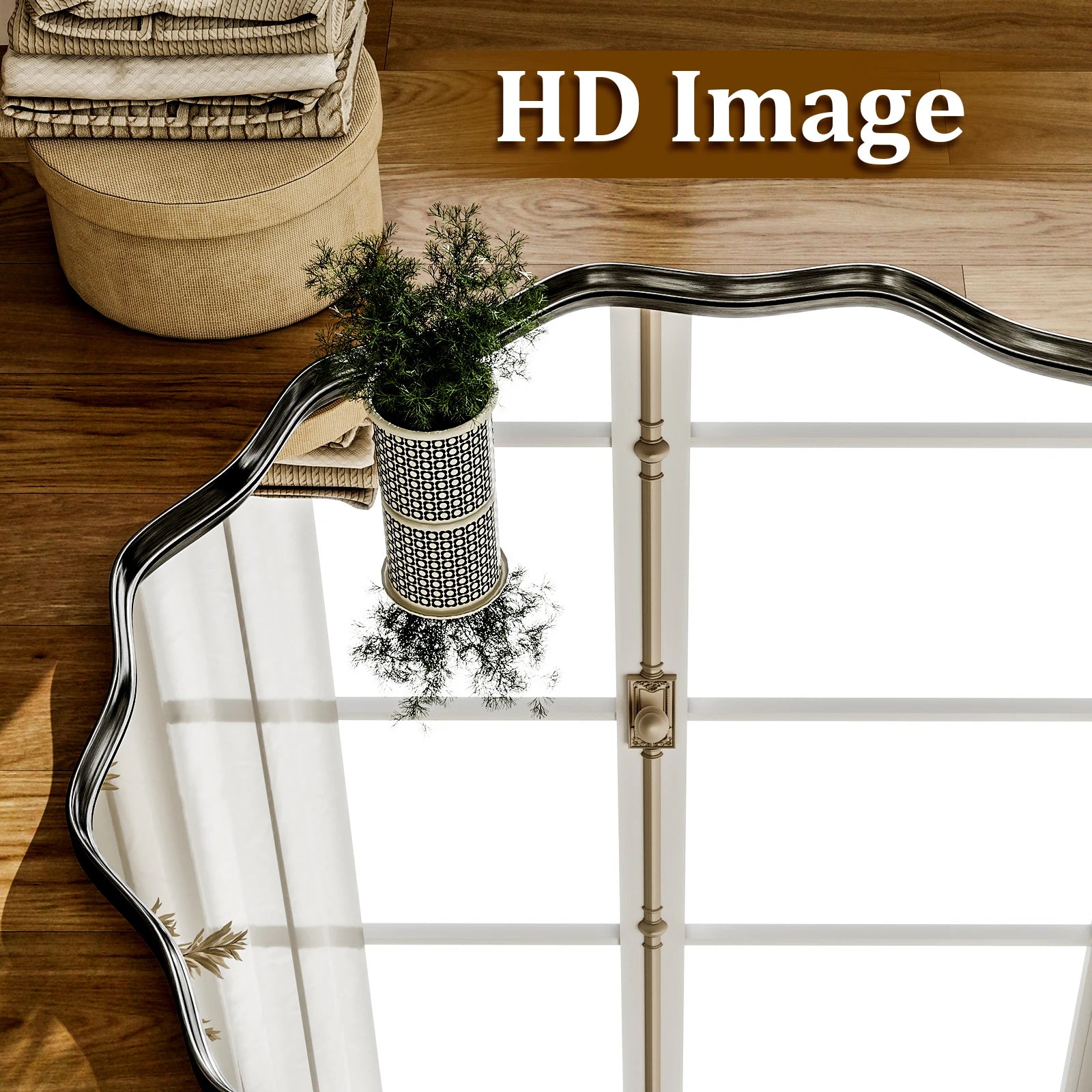 Wavy Round Bathroom Mirror Decorative Wall Mirror with Deep Frame - Cheerful Home Finds
