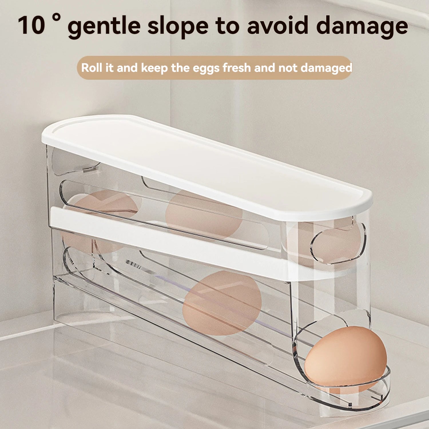 Automatic Rolling Egg Dispenser 2 Tie Clear Plastic Holder - Cheerful Home Finds
