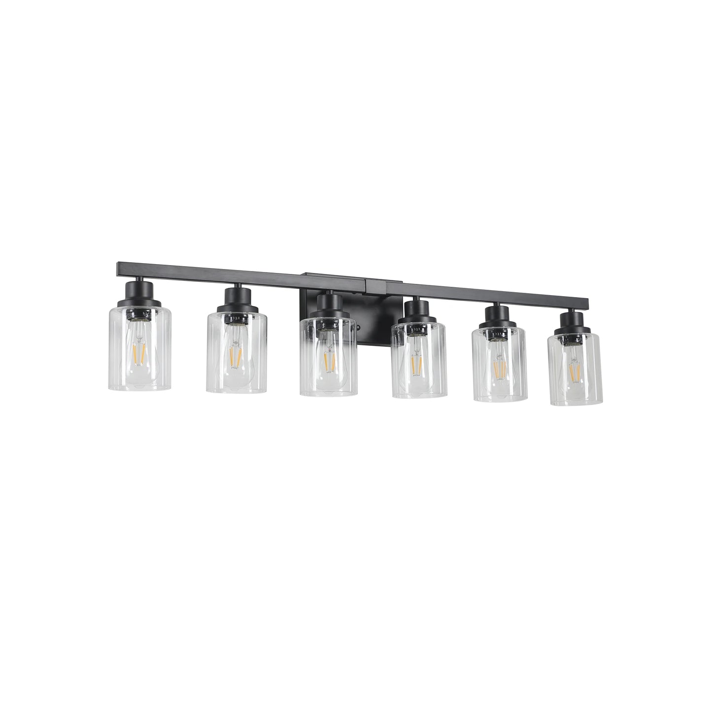 6 Light Bathroom Vanity Light Industrial Metal Fixture with Clear Glass Shades Wall Mount Mirror Lighting for Bathroom No Bulb