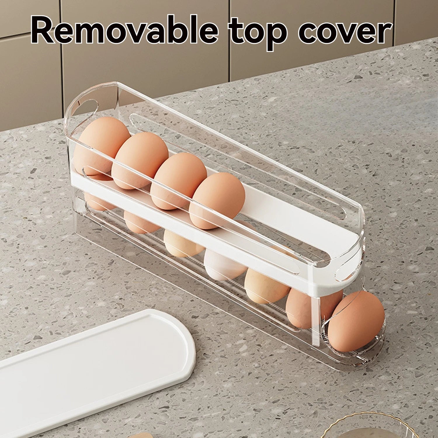 Automatic Rolling Egg Dispenser 2 Tie Clear Plastic Holder - Cheerful Home Finds