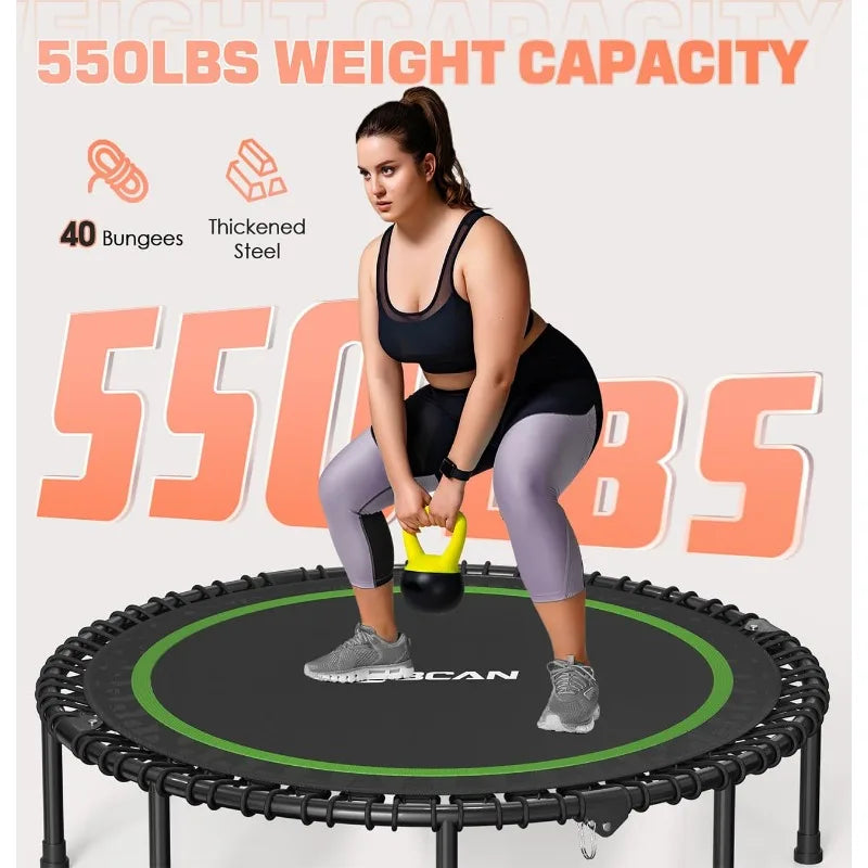 BCAN 550LBS Foldable Mini Trampoline for Adults Fitness - Cheerful Home Finds