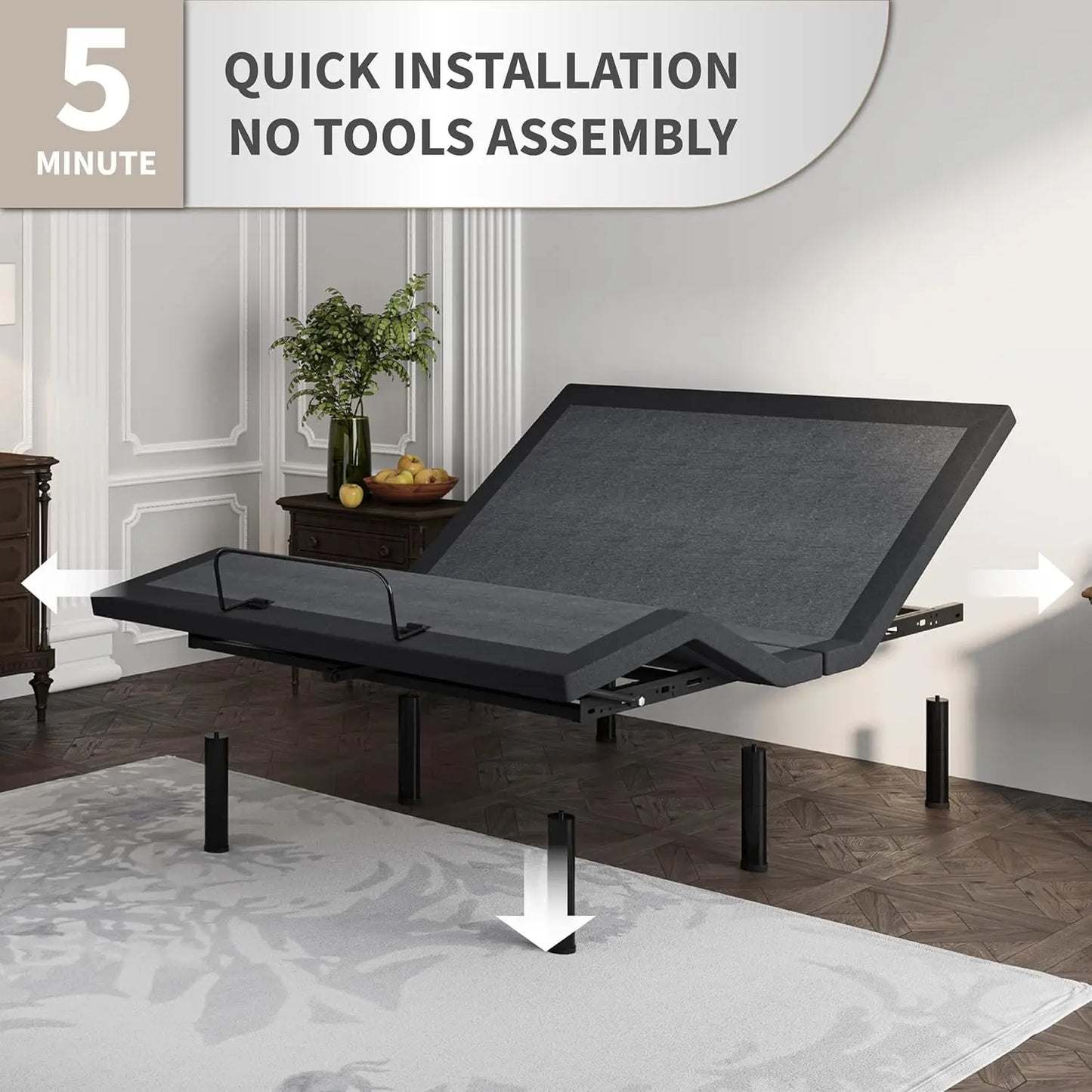 Full Adjustable Bed Frame with Mattress and Copper-Gel Foam - Cheerful Home Finds