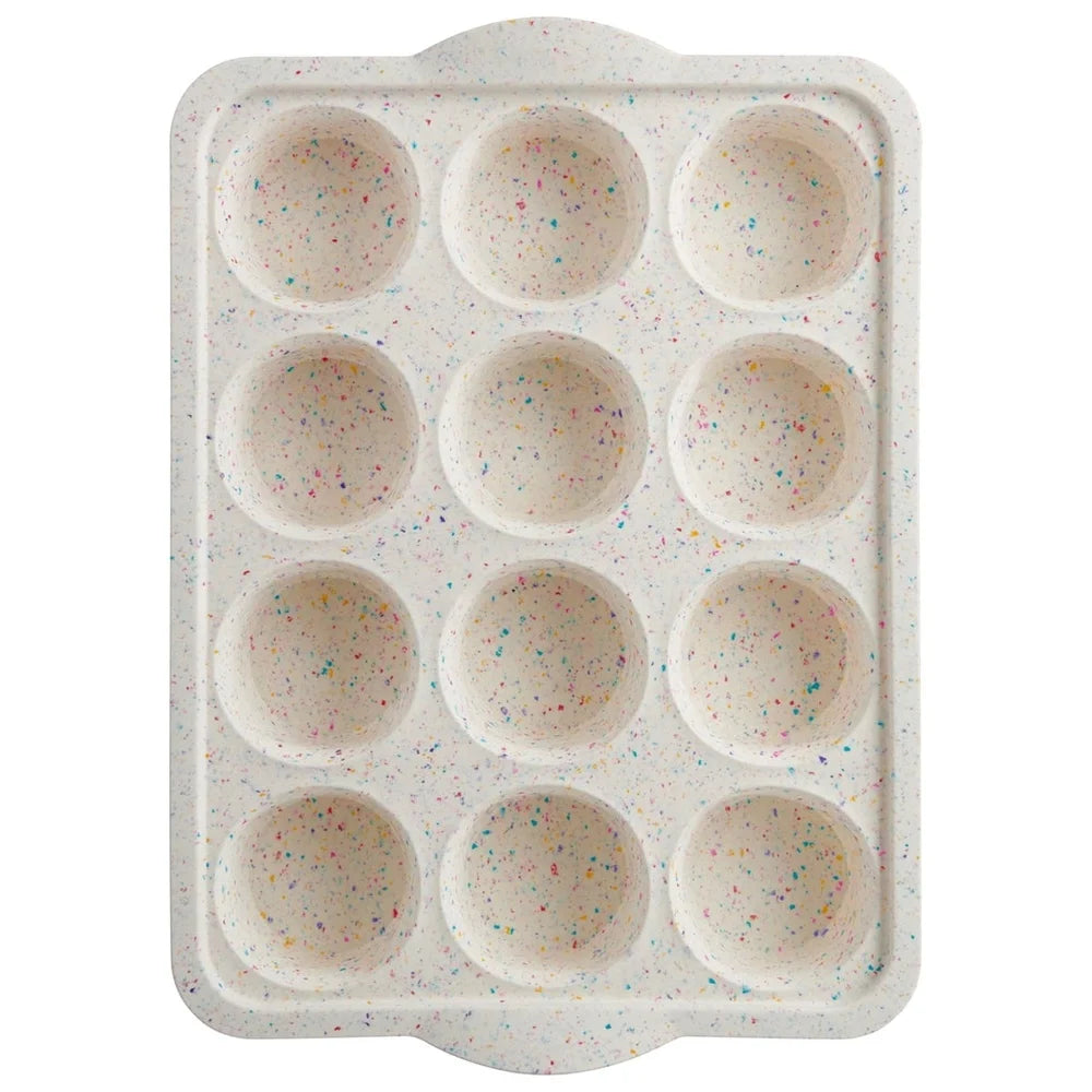 Silicone Muffin Pan 12 Count Nonstick Multicolor Confetti - Cheerful Home Finds