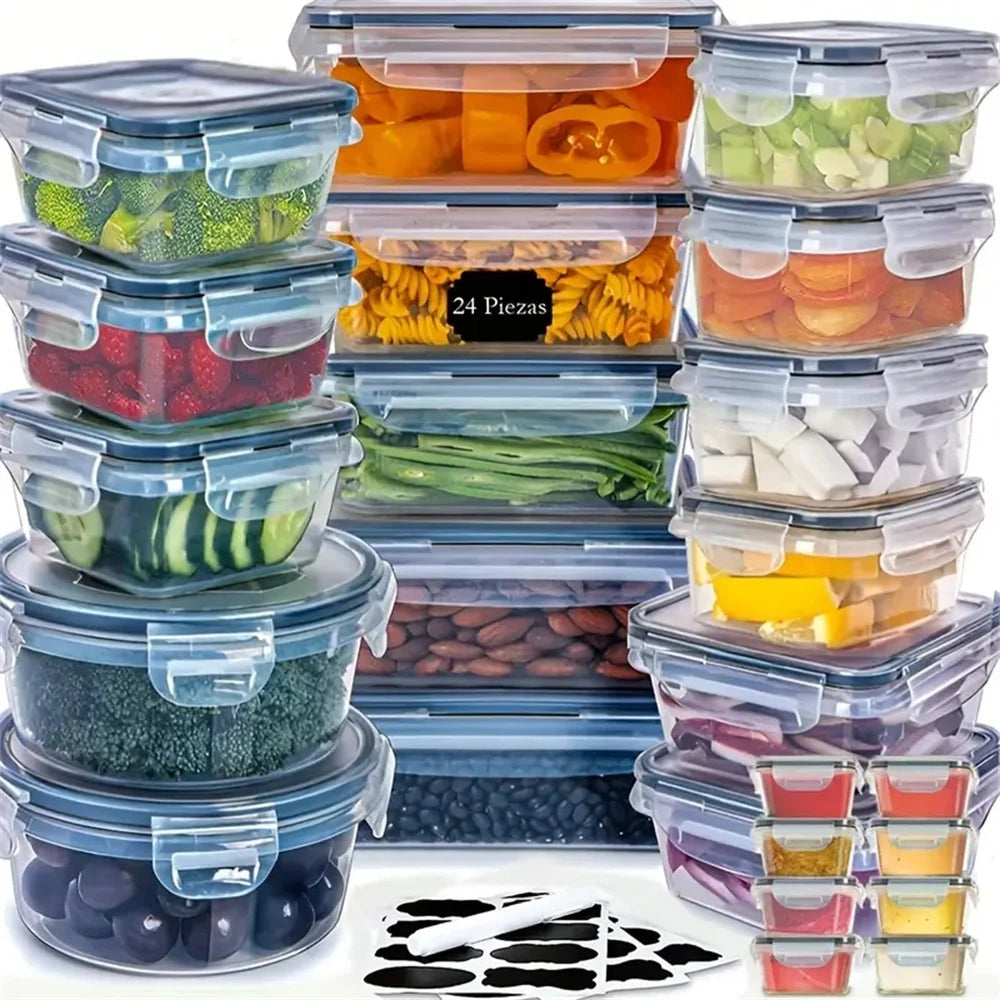 24pcs Kitchen Storage Container Set - Dishwasher Safe Bins - Cheerful Home Finds