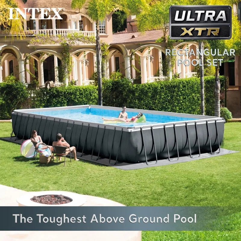 Intex 32 Feet x 16 Feet x 52 Inches Ultra XTR Rectangular Outdoor Swimming Pool Set with Pump