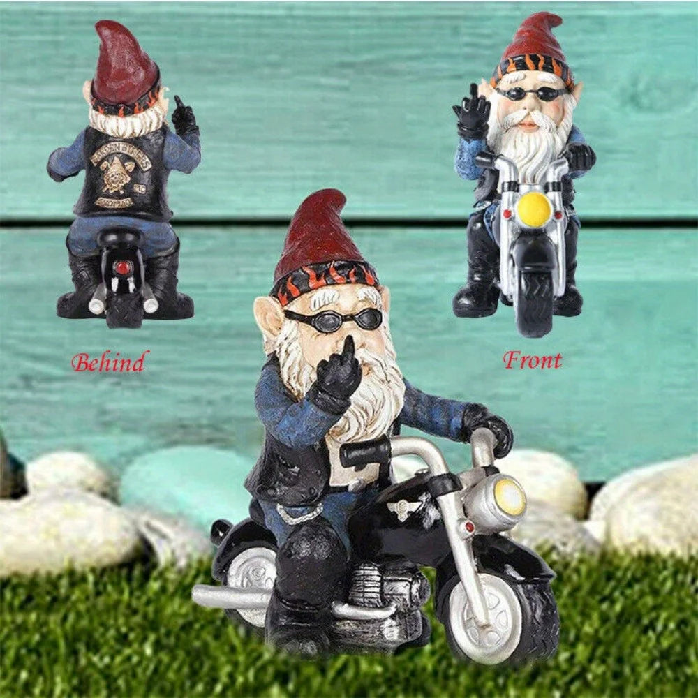 Naughty Gnome Riding Motorcycle Statue Funny Resin Crafts Gift - Cheerful Home Finds