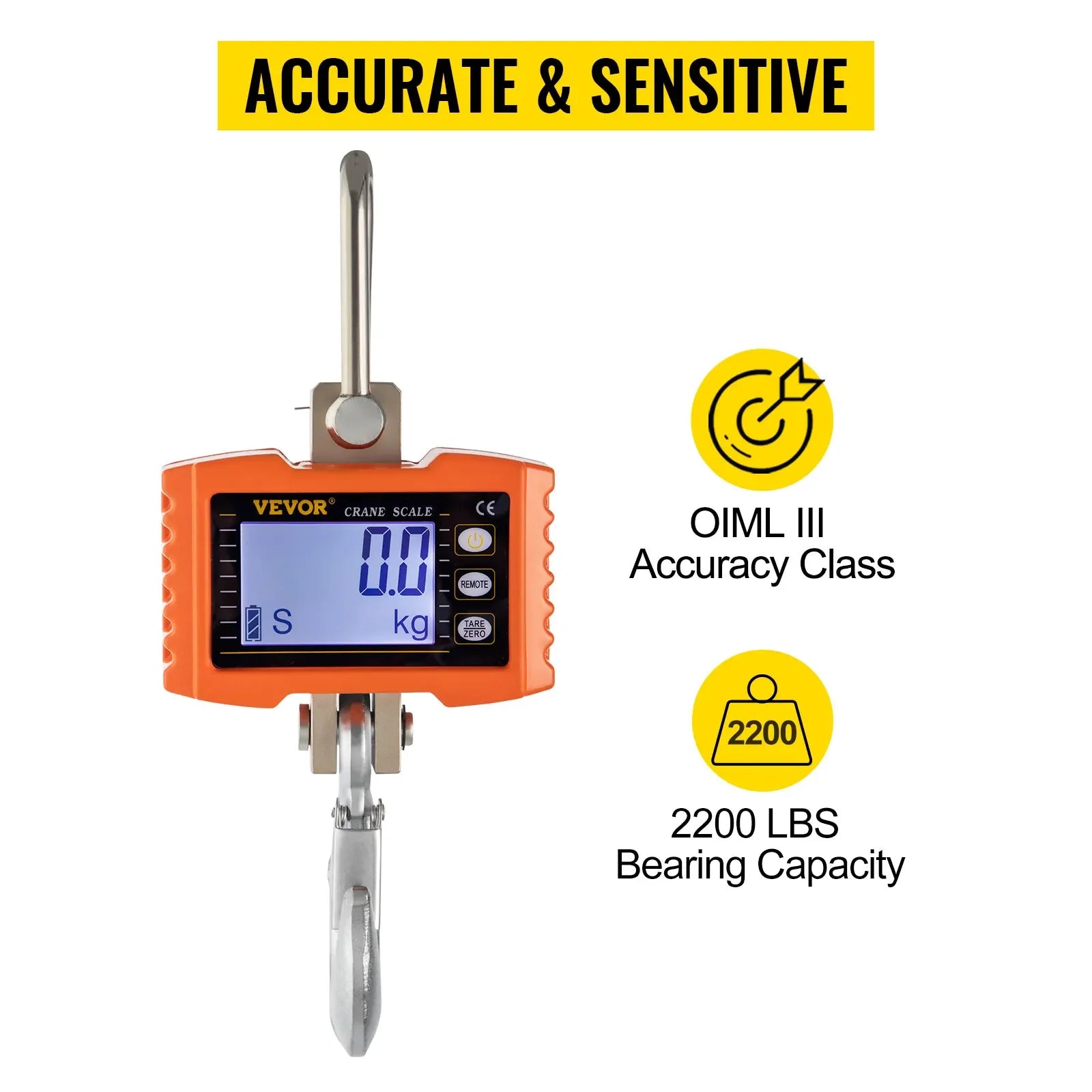 VEVOR 1000KG Aluminum Digital Crane Scale Heavy Duty - Cheerful Home Finds