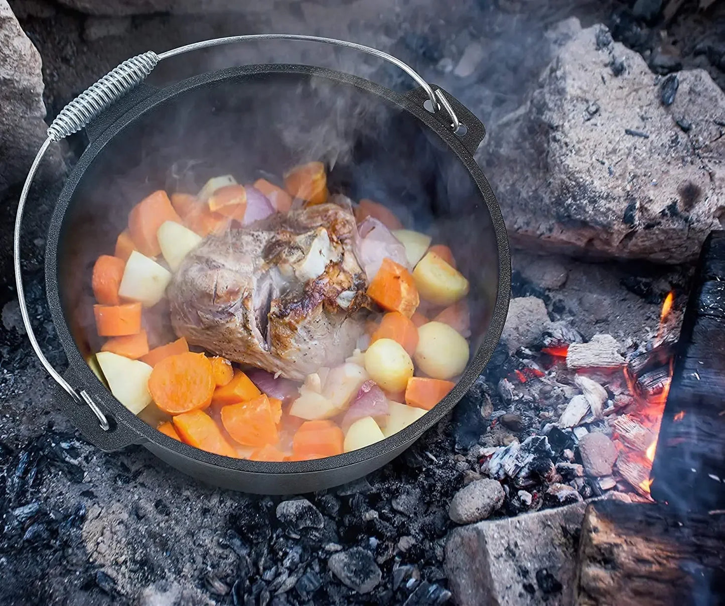 7.5 L Cast Iron Dutch Oven with Lid Lifter Support and Screw Handle for Outdoor and Indoor Cooking Baking and BBQ - Cheerful Home Finds