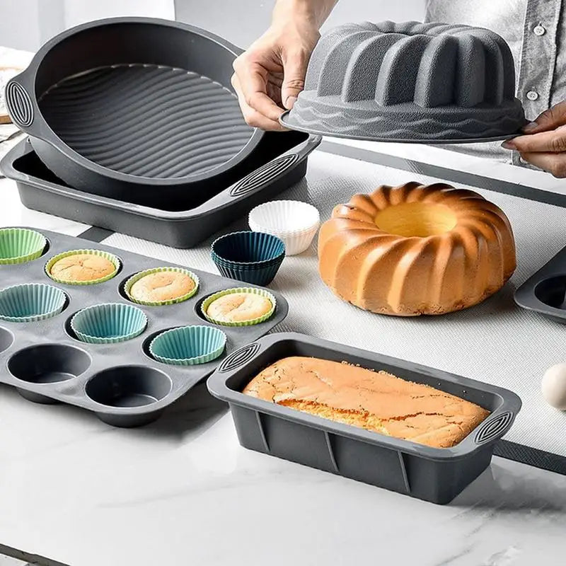 Silicone Loaf Mold Nonstick Cupcake Pan 6X Molds For Baking - Cheerful Home Finds