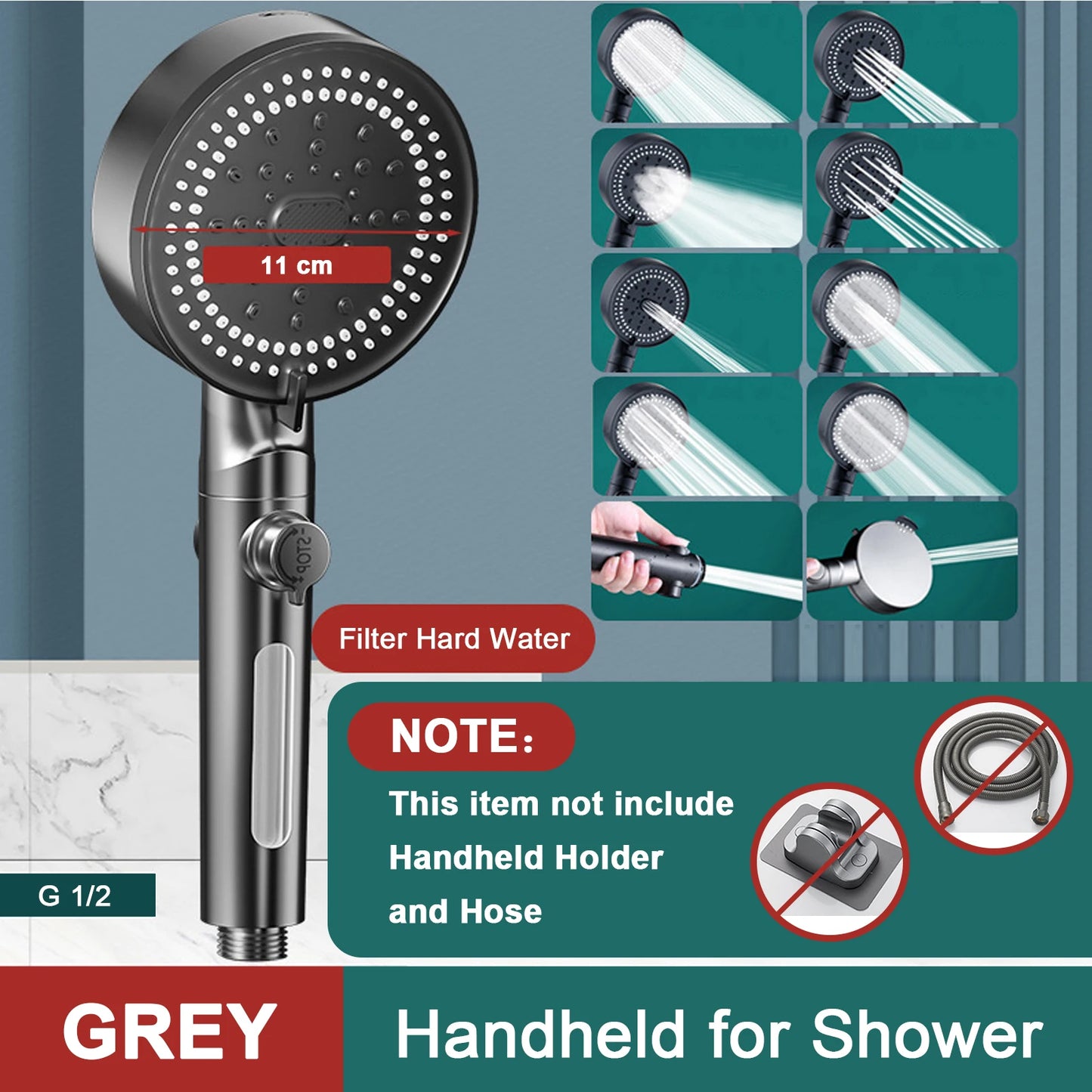 10 Modes Handheld High-Pressure Water Saver Showerhead - Cheerful Home Finds