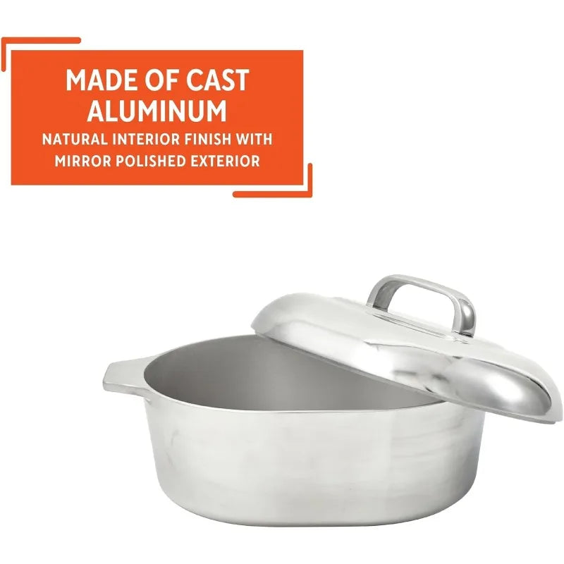 USA Heavy Duty Cajun Oval Cast Aluminum Roaster 18 Silver - Cheerful Home Finds