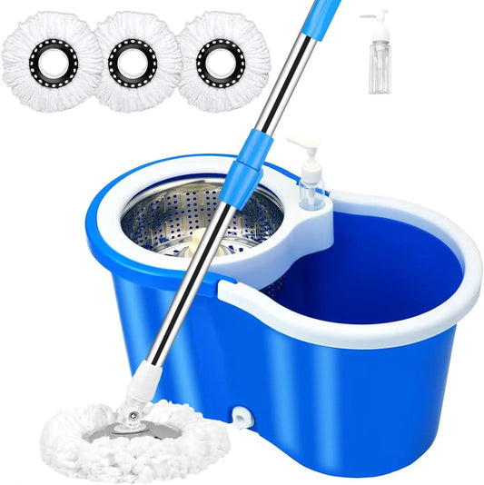 Spin Mop Bucket System with Wringer Set Magic Round Mops - Cheerful Home Finds