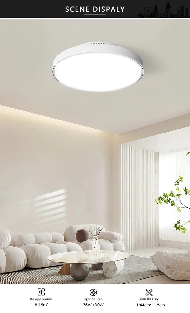 Modern LED Ceiling Fan Light Invisible Leafless Low Decibel Remote Dimming Fan for Bedroom and Living Room - Cheerful Home Finds