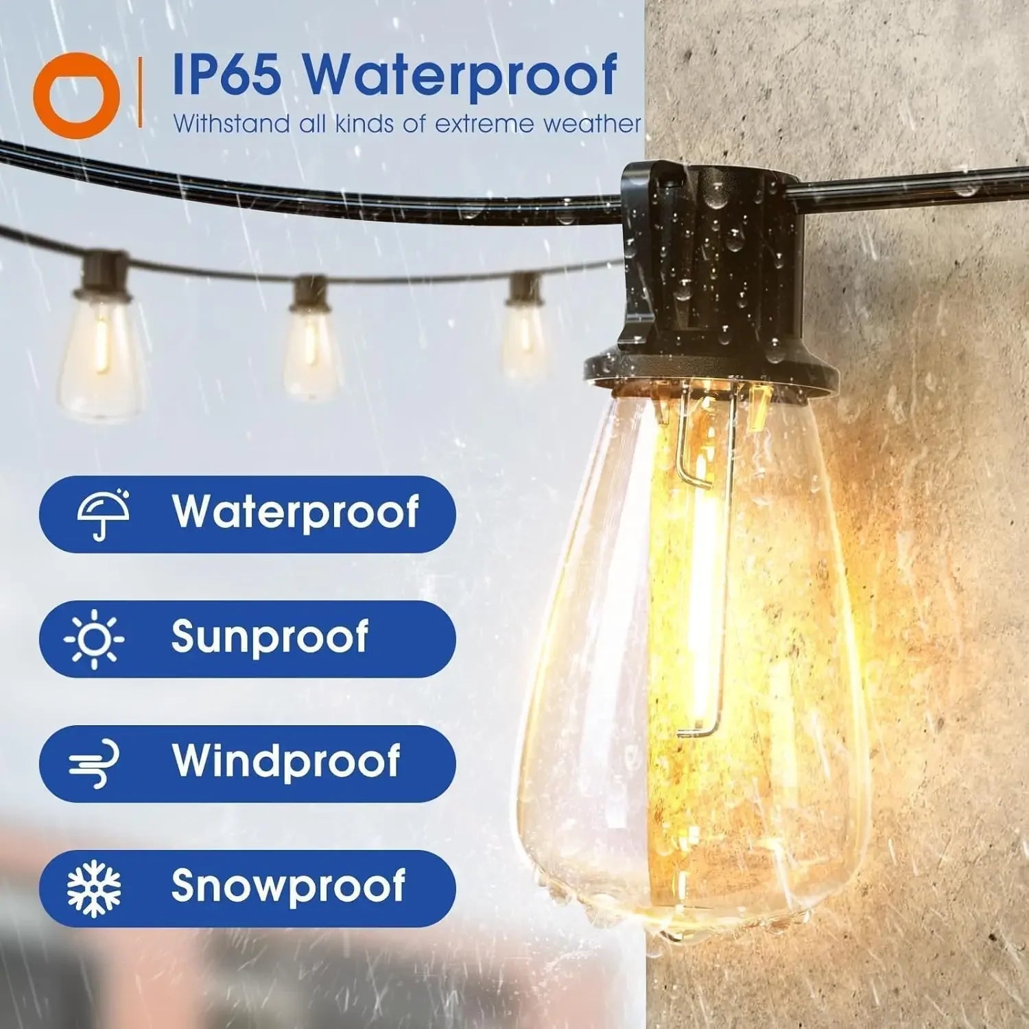 150FT LED Outdoor String Lights Waterproof Shatterproof Bulbs - Cheerful Home Finds