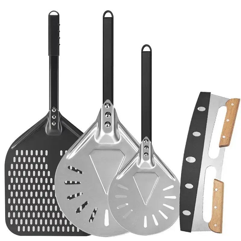 7/9/12/14inch Professional Pizza Spatula Paddle Perforated Aluminum Metal Pizza Turning Peel - Cheerful Home Finds