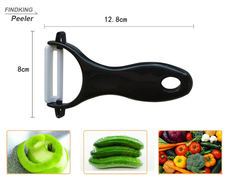 Findking Black Blade Kitchen Ceramic Knife Set 3 4 5 6 Inch Peeler Acrylic Holder - Cheerful Home Finds