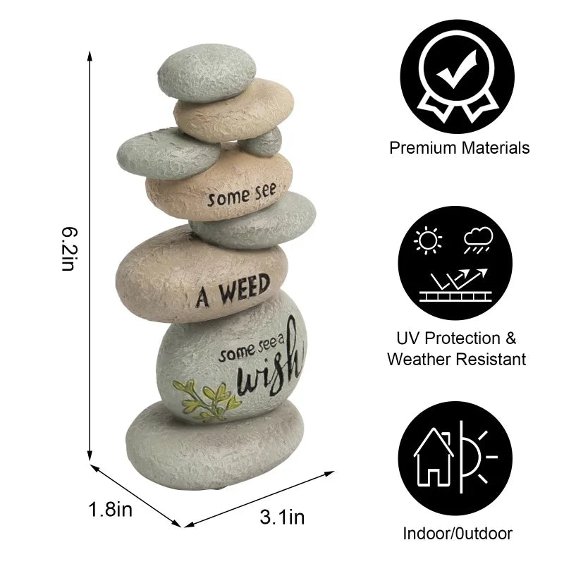 Garden Stones Outdoor Decor Stacked Rocks Resin Cairn Statue - Cheerful Home Finds