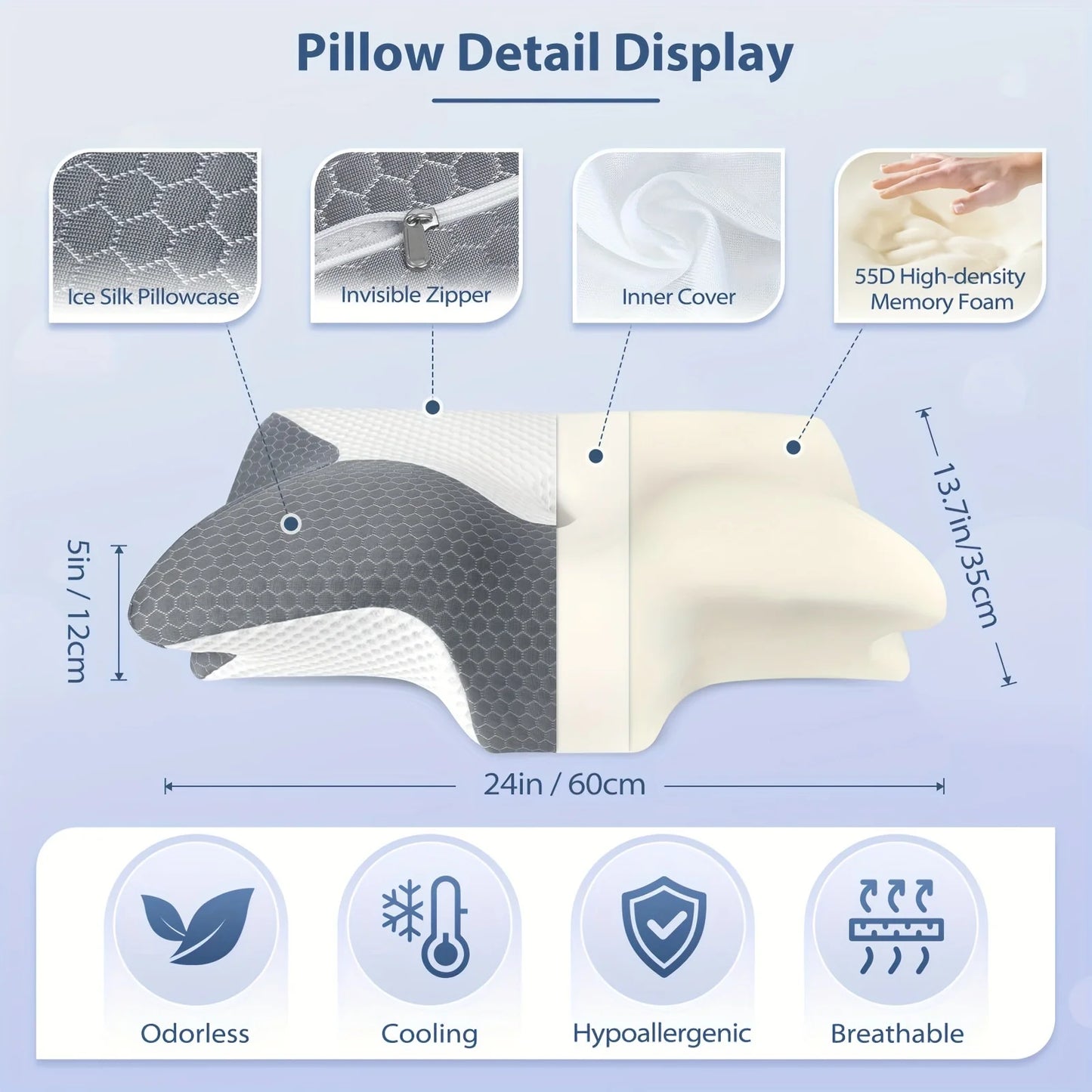 Cervical Memory Foam Pillow Pillows For Neck Shoulder Pain - Cheerful Home Finds