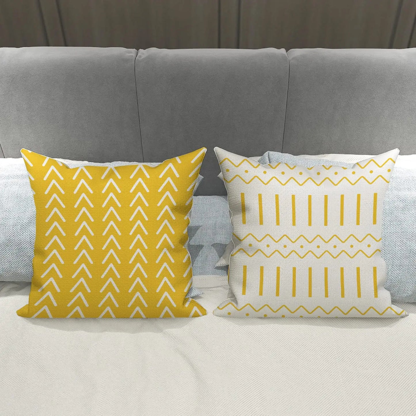Pillow Covers 18x18 Set of 4, Modern Geometric Linen Case - Cheerful Home Finds
