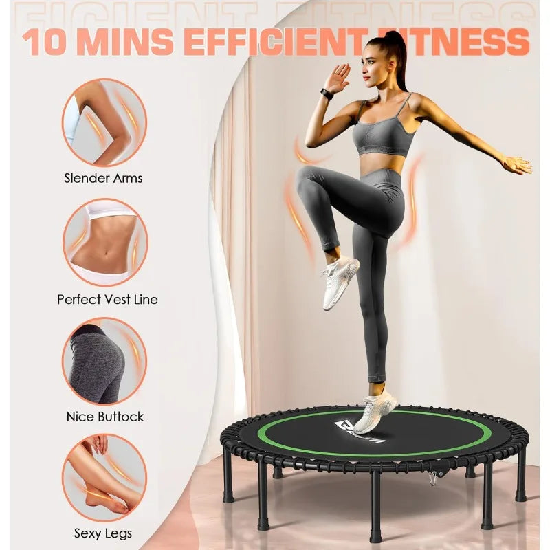 BCAN 550LBS Foldable Mini Trampoline for Adults Fitness - Cheerful Home Finds