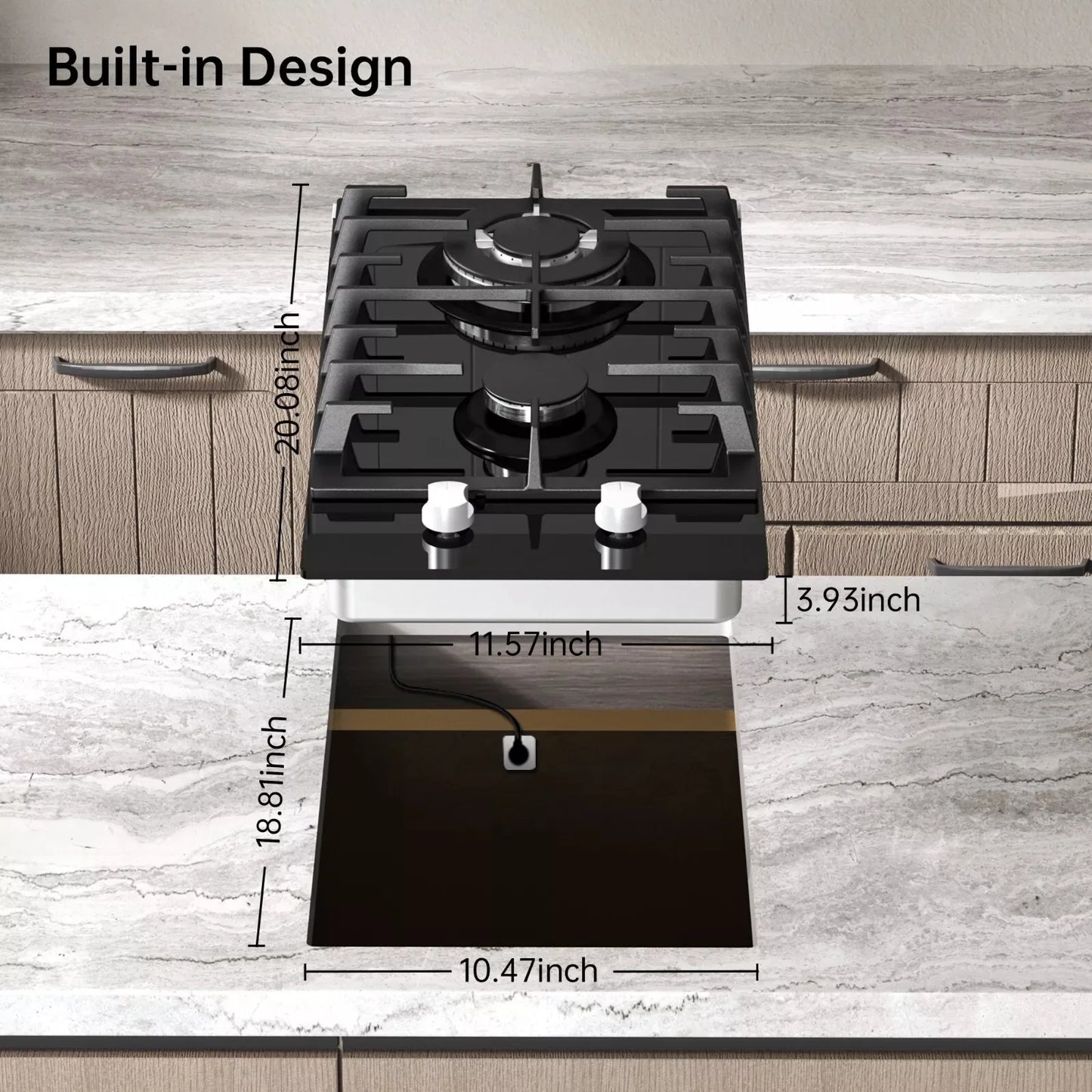 12 Inch Built-in with Thermocouple Protection, LPG/NG Dual Fuel Gas Cooktop - Cheerful Home Finds